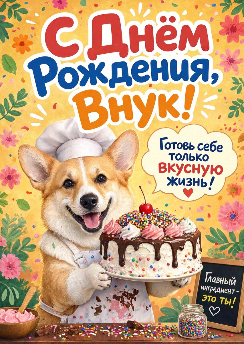 Открытка С днем рождения внук #56