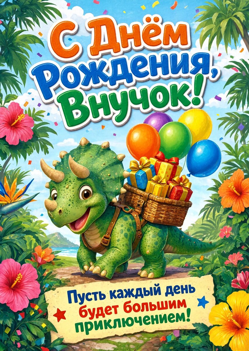 Открытка С днем рождения внук #57