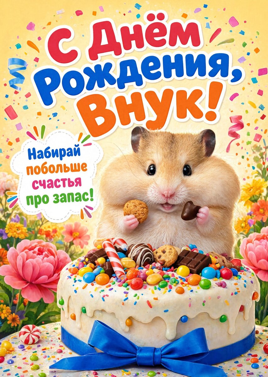 Открытка С днем рождения внук #58