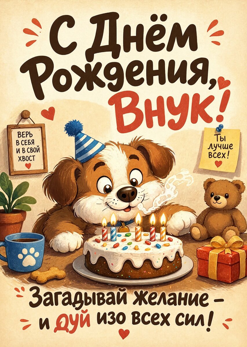 Открытка С днем рождения внук #6