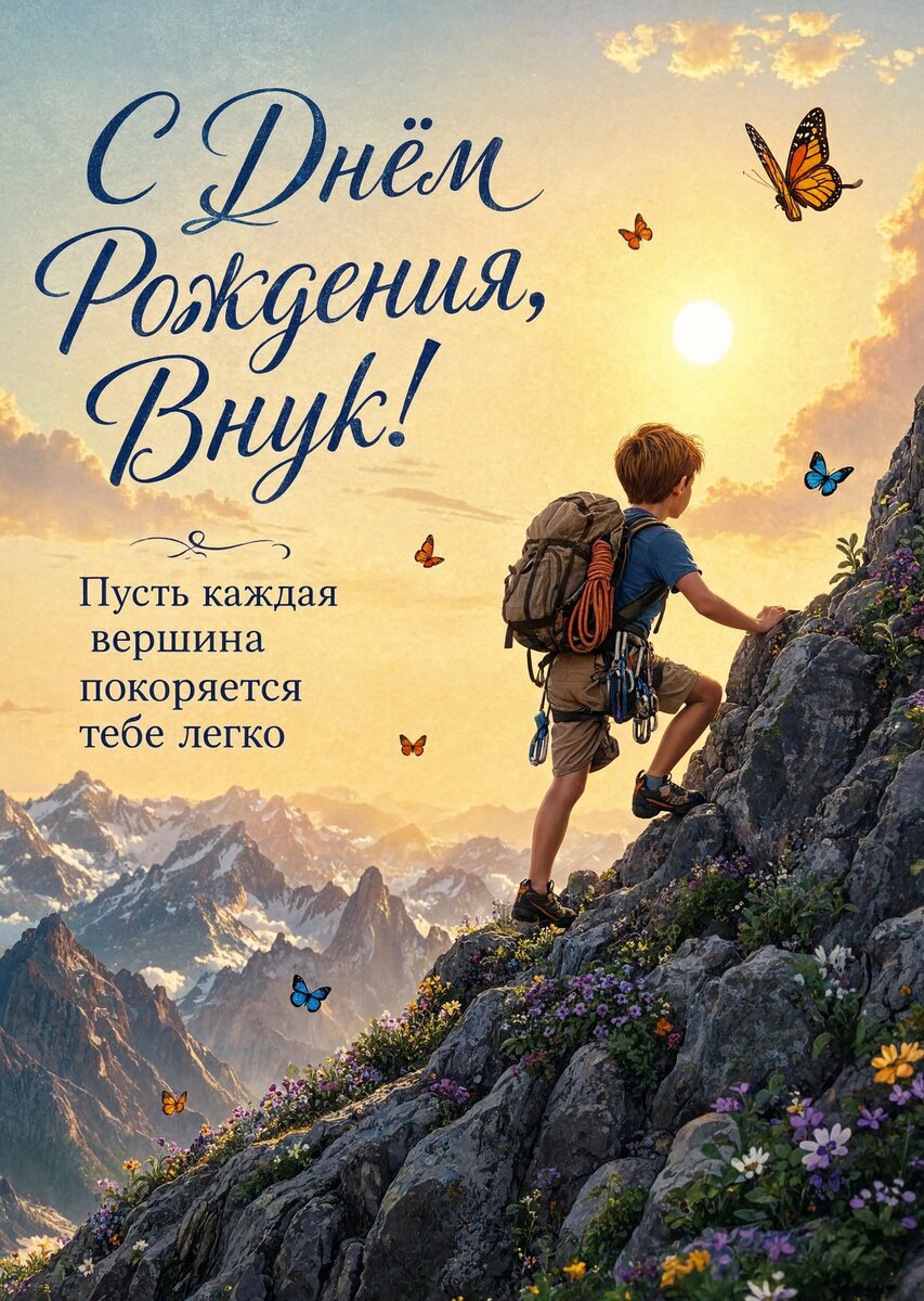 Открытка С днем рождения внук #64