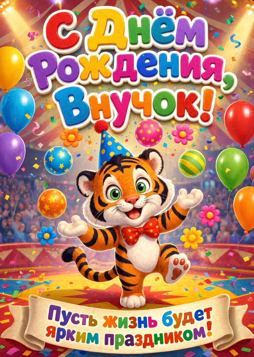 Открытка С днем рождения внук #65