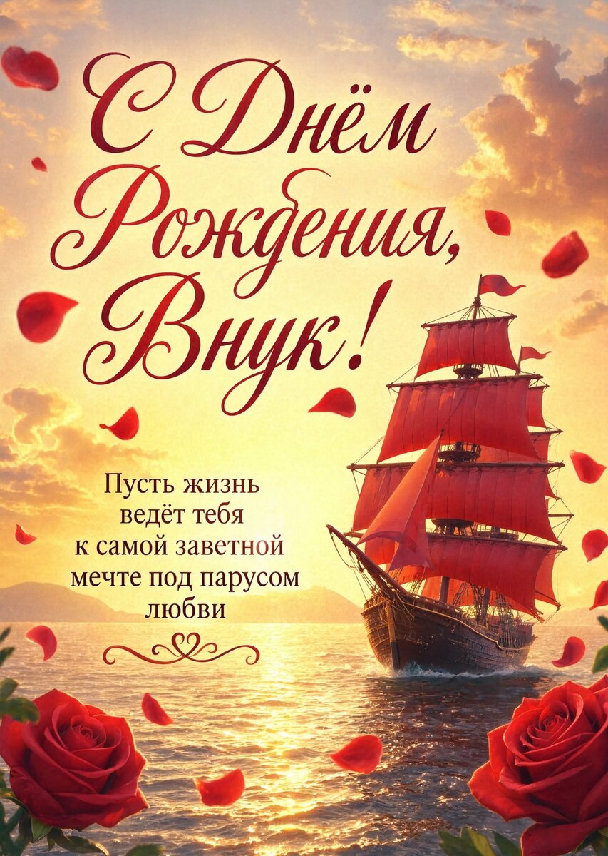 Открытка С днем рождения внук #67