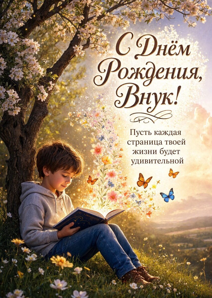Открытка С днем рождения внук #69