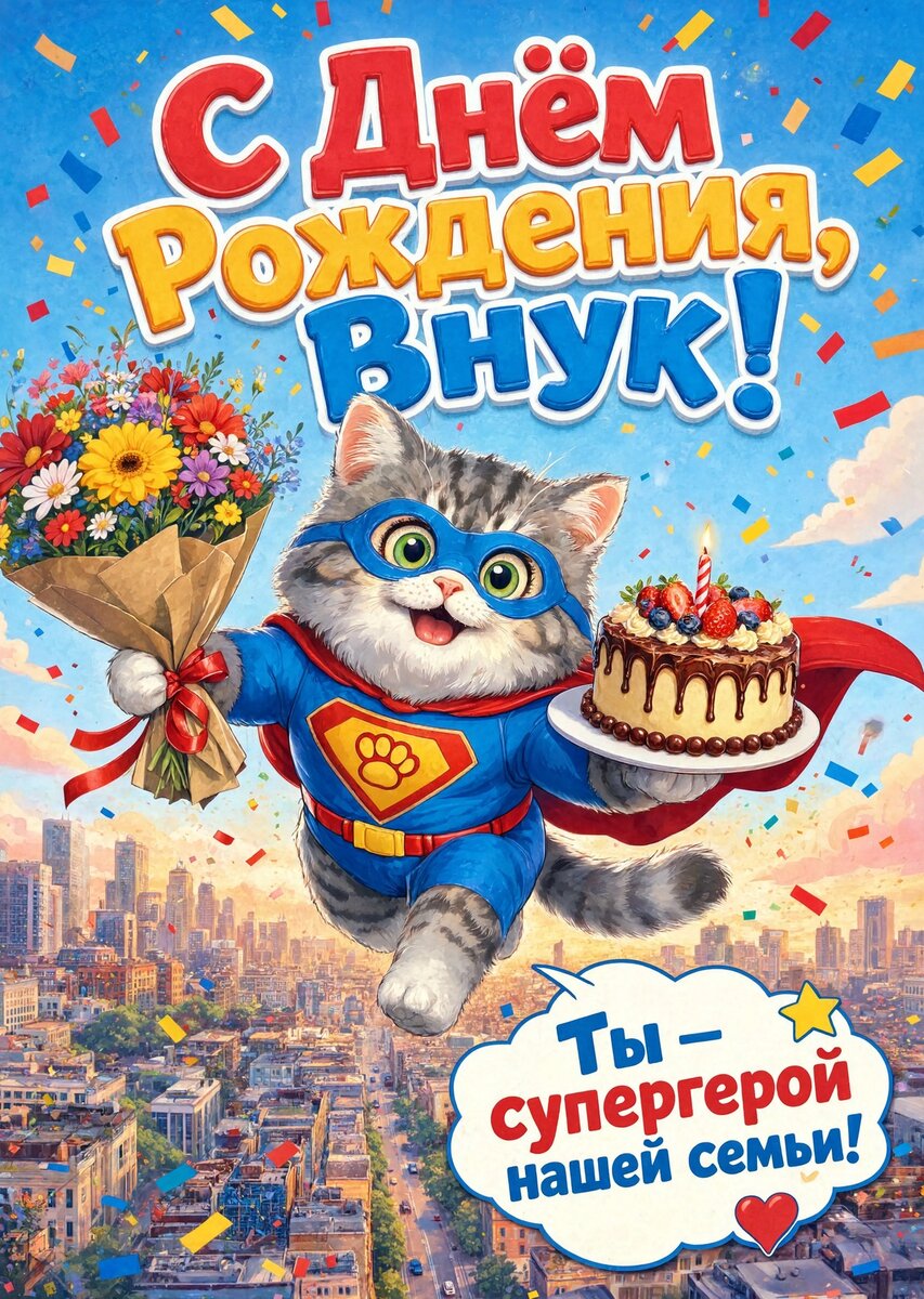Открытка С днем рождения внук #70