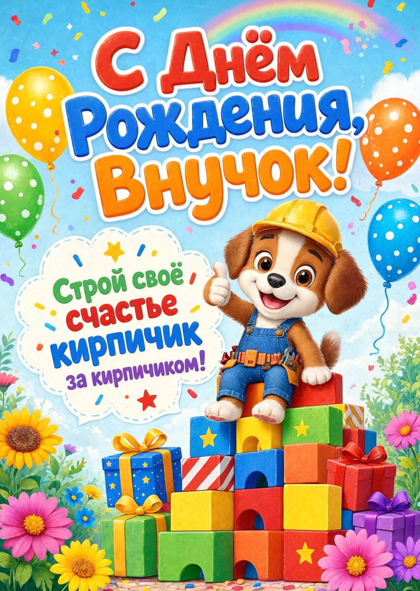 Открытка С днем рождения внук #74