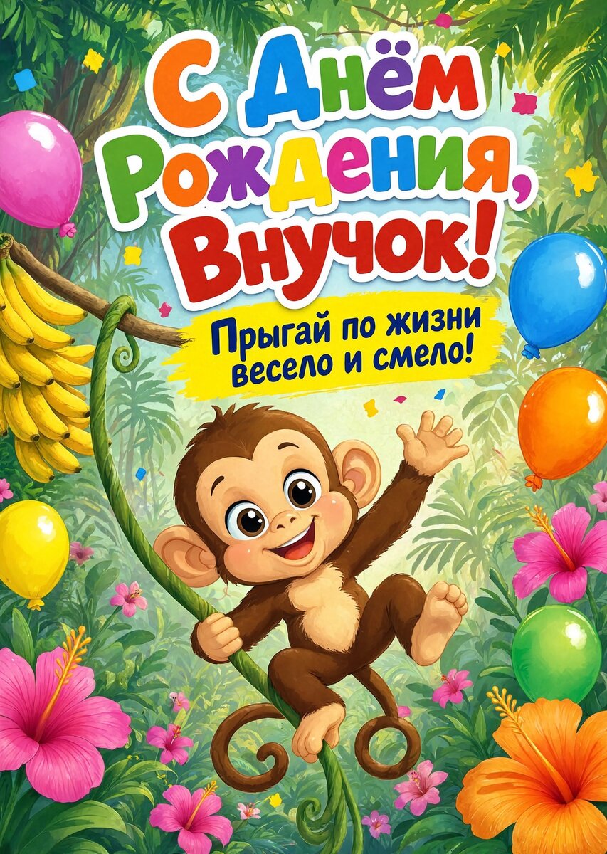 Открытка С днем рождения внук #79