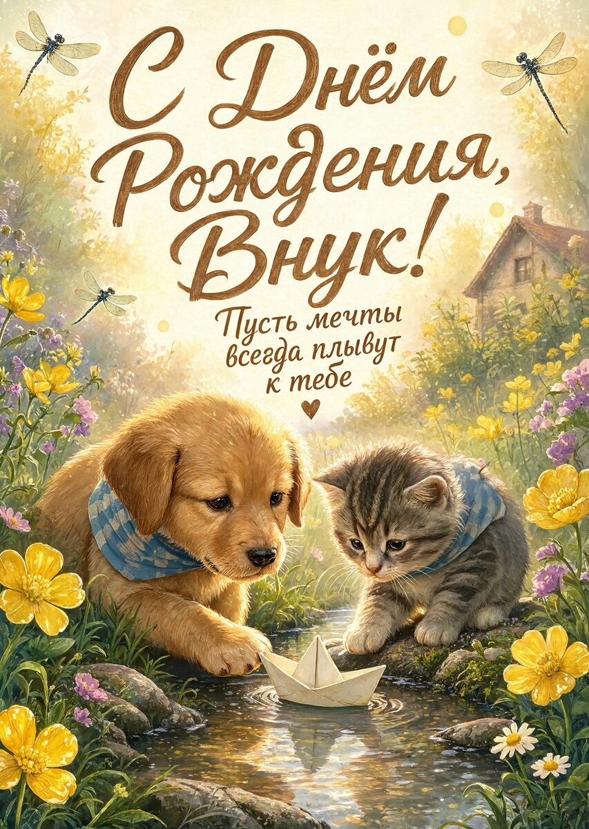 Открытка С днем рождения внук #8