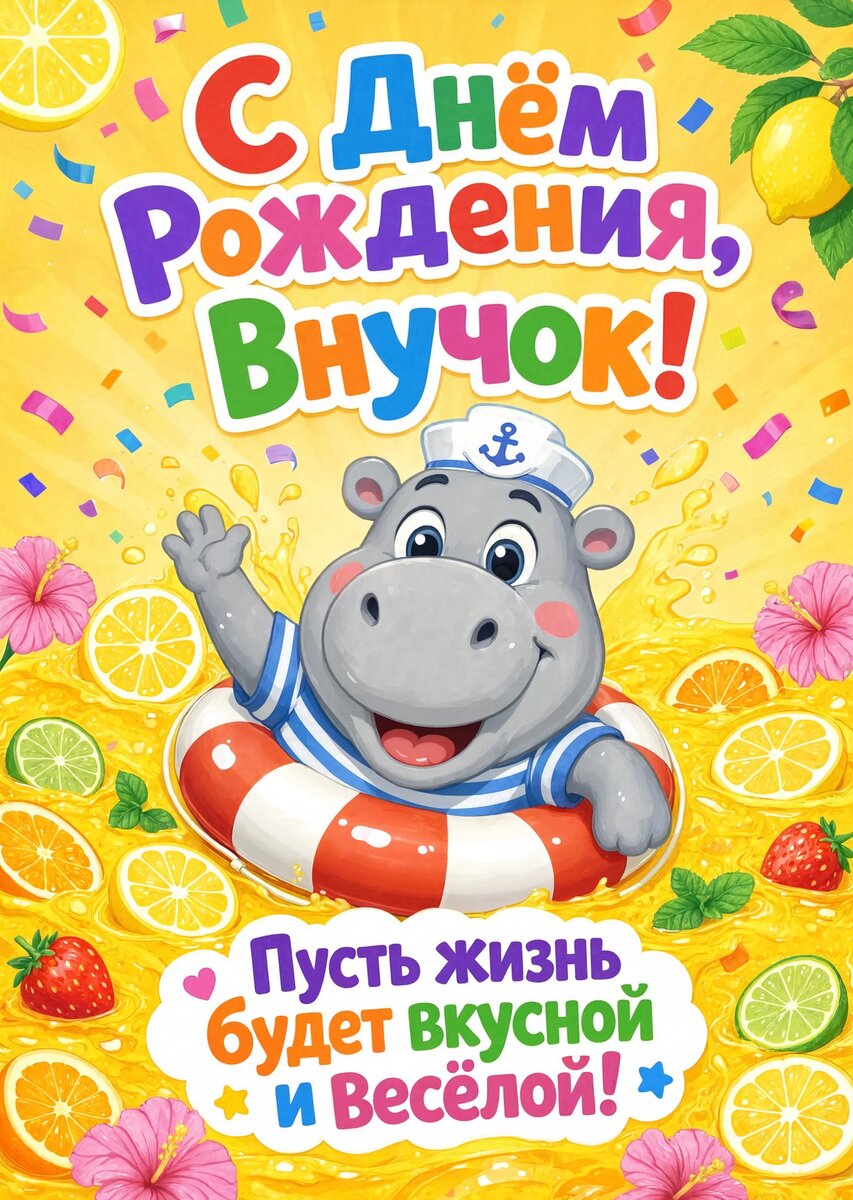 Открытка С днем рождения внук #80
