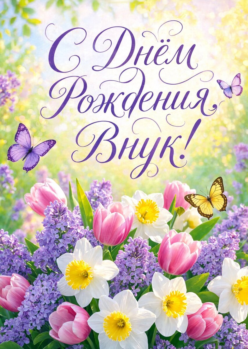 Открытка С днем рождения внук #81