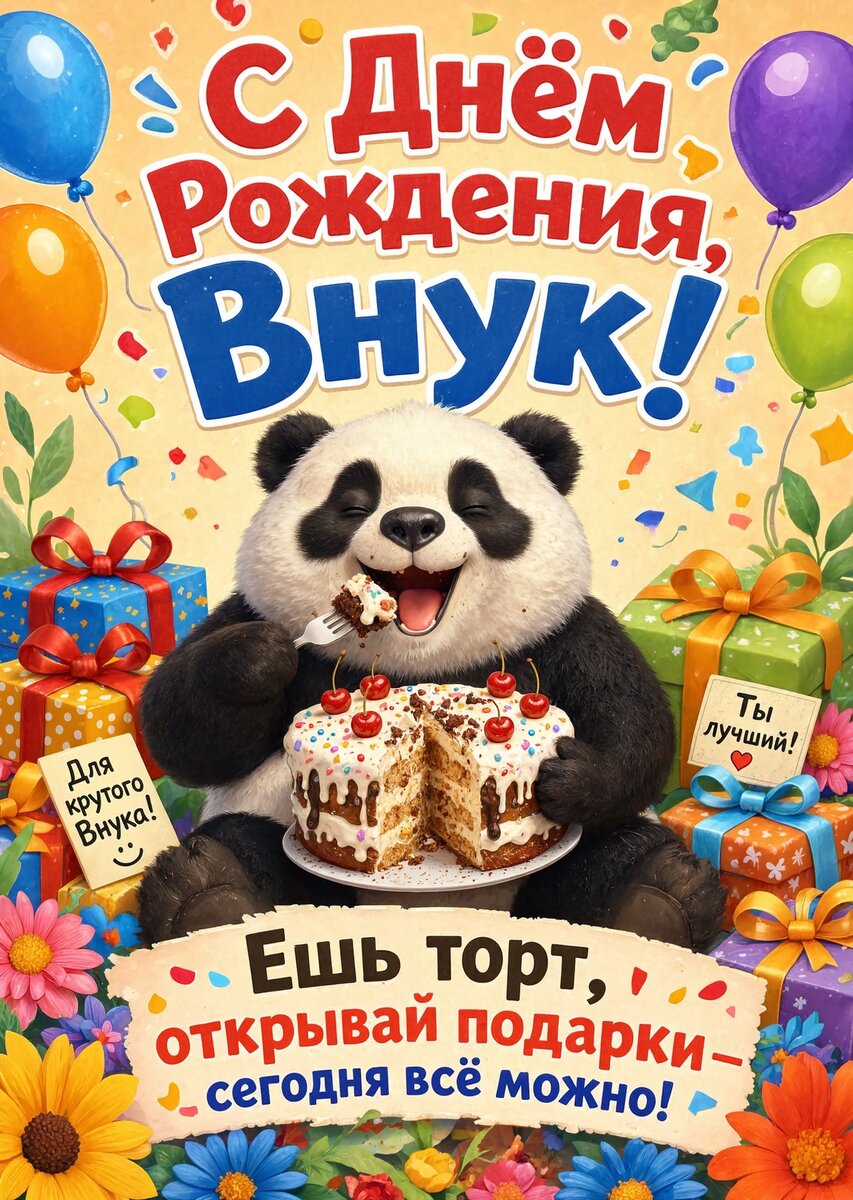 Открытка С днем рождения внук #82