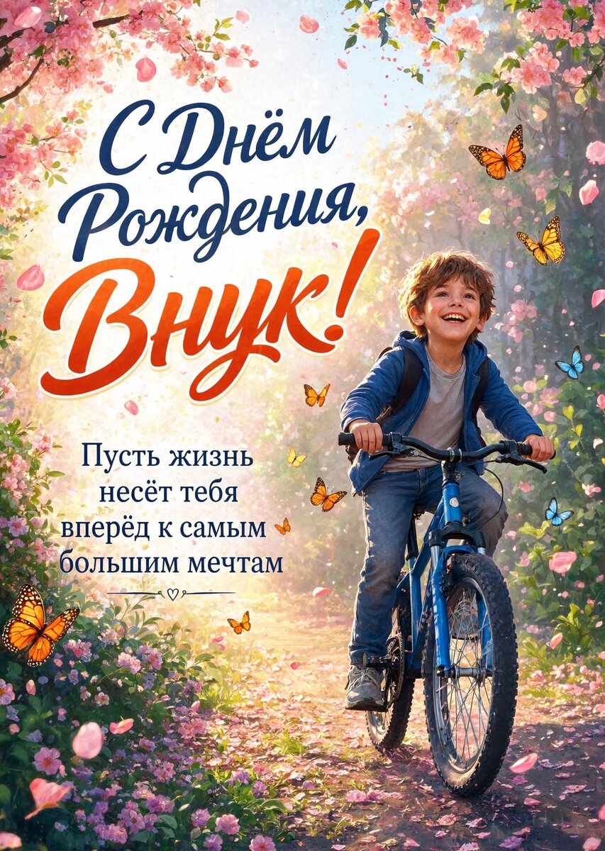Открытка С днем рождения внук #83