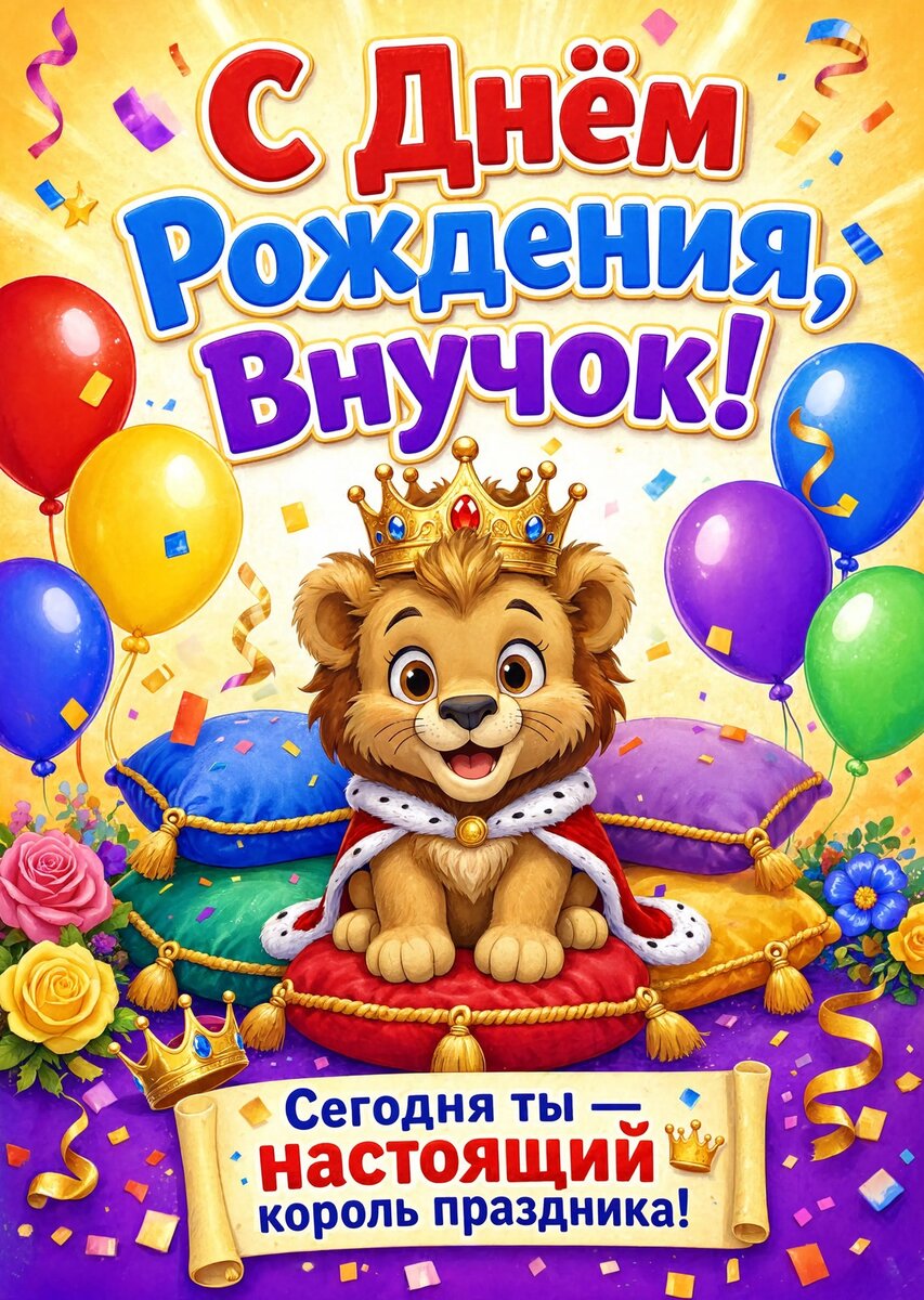 Открытка С днем рождения внук #84