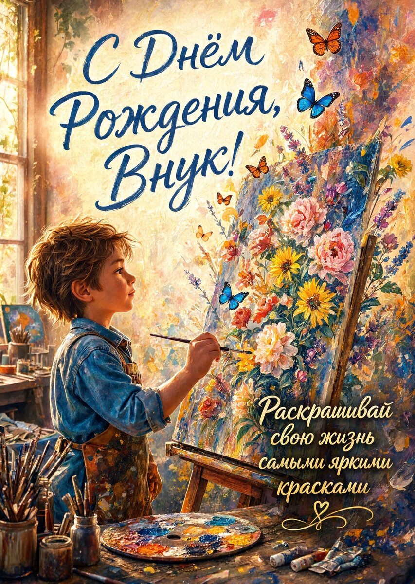 Открытка С днем рождения внук #86