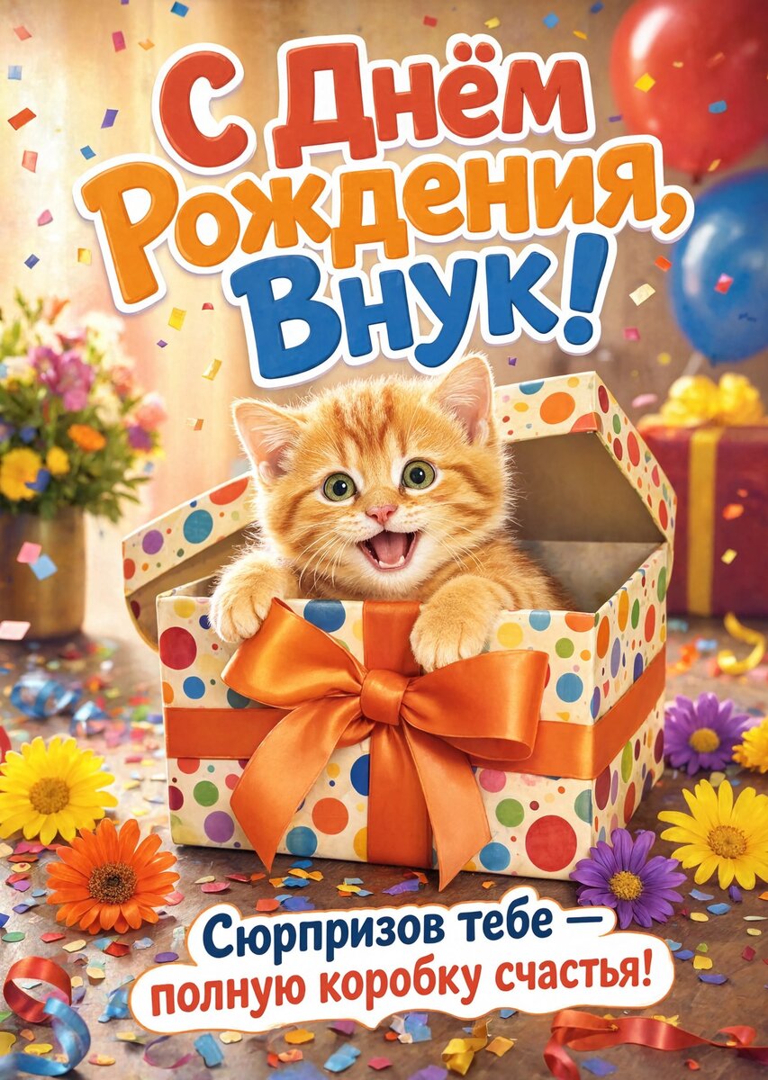 Открытка С днем рождения внук #87