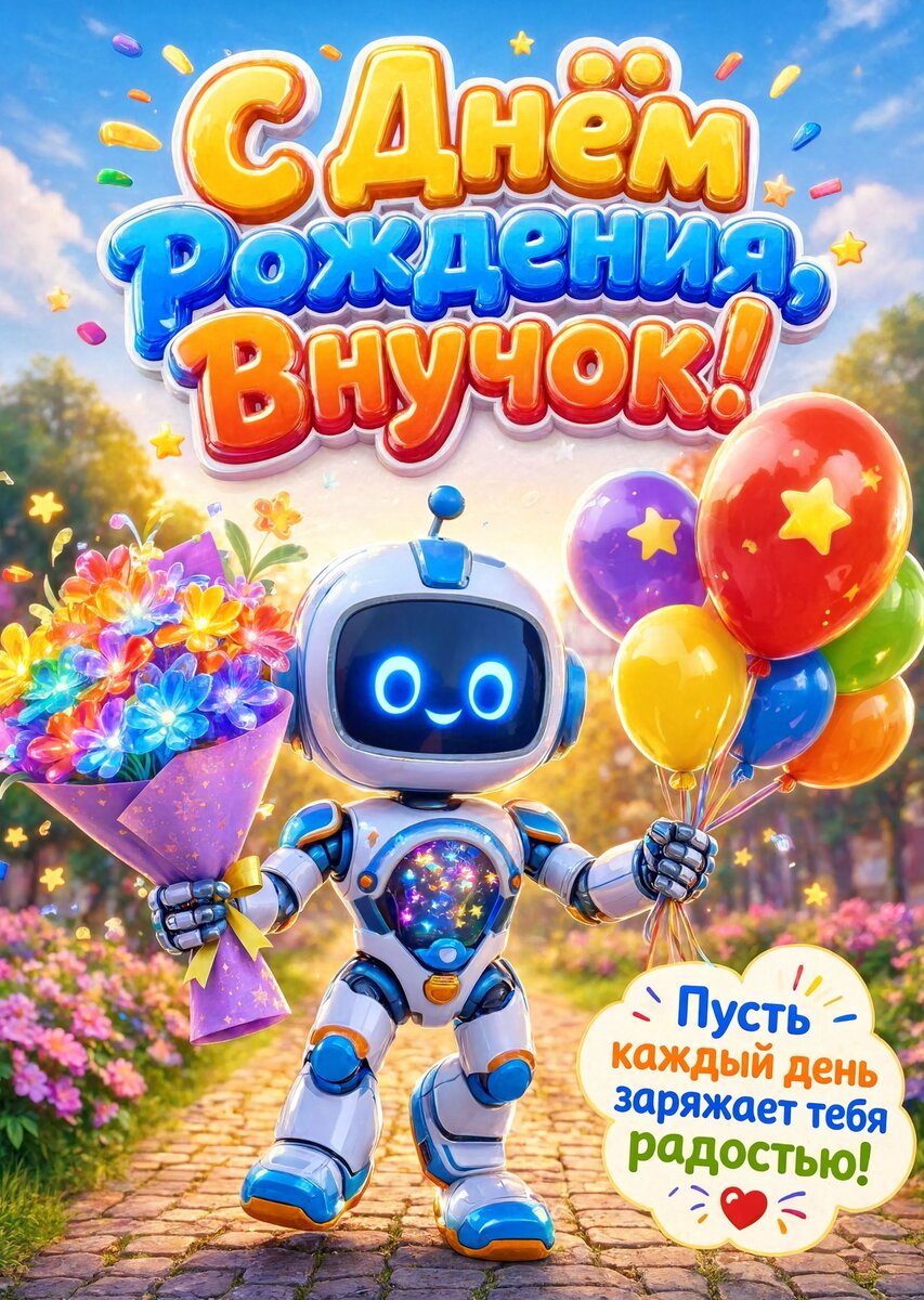 Открытка С днем рождения внук #89