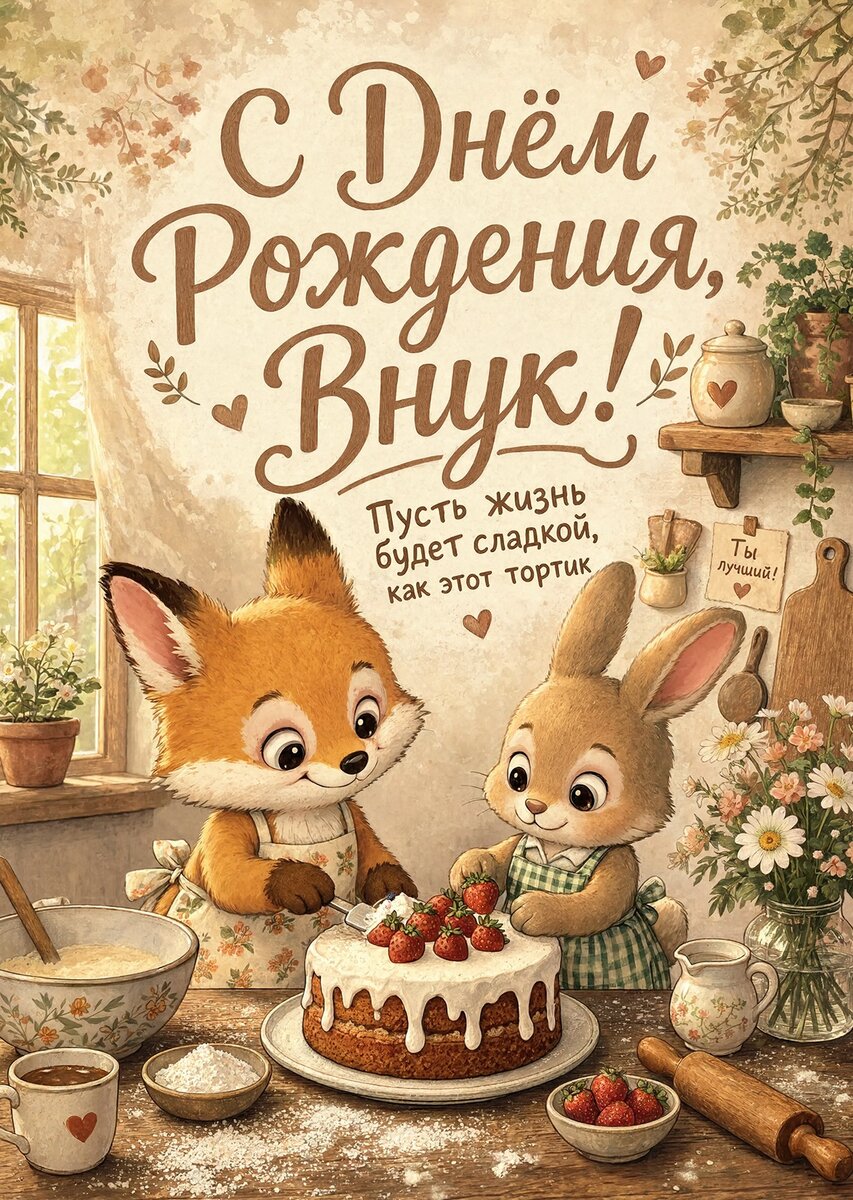 Открытка С днем рождения внук #9