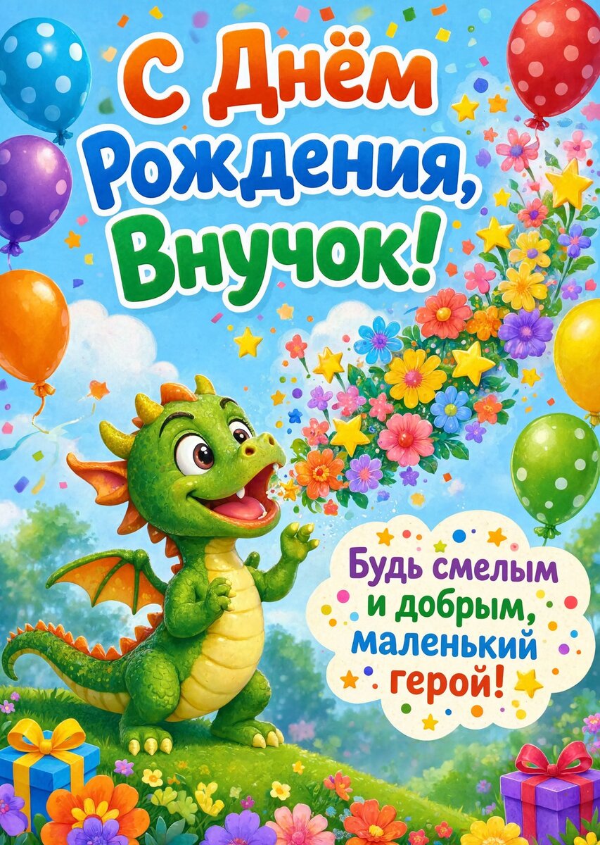 Открытка С днем рождения внук #91