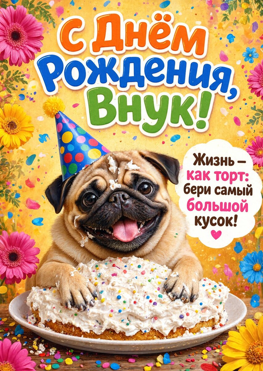 Открытка С днем рождения внук #94