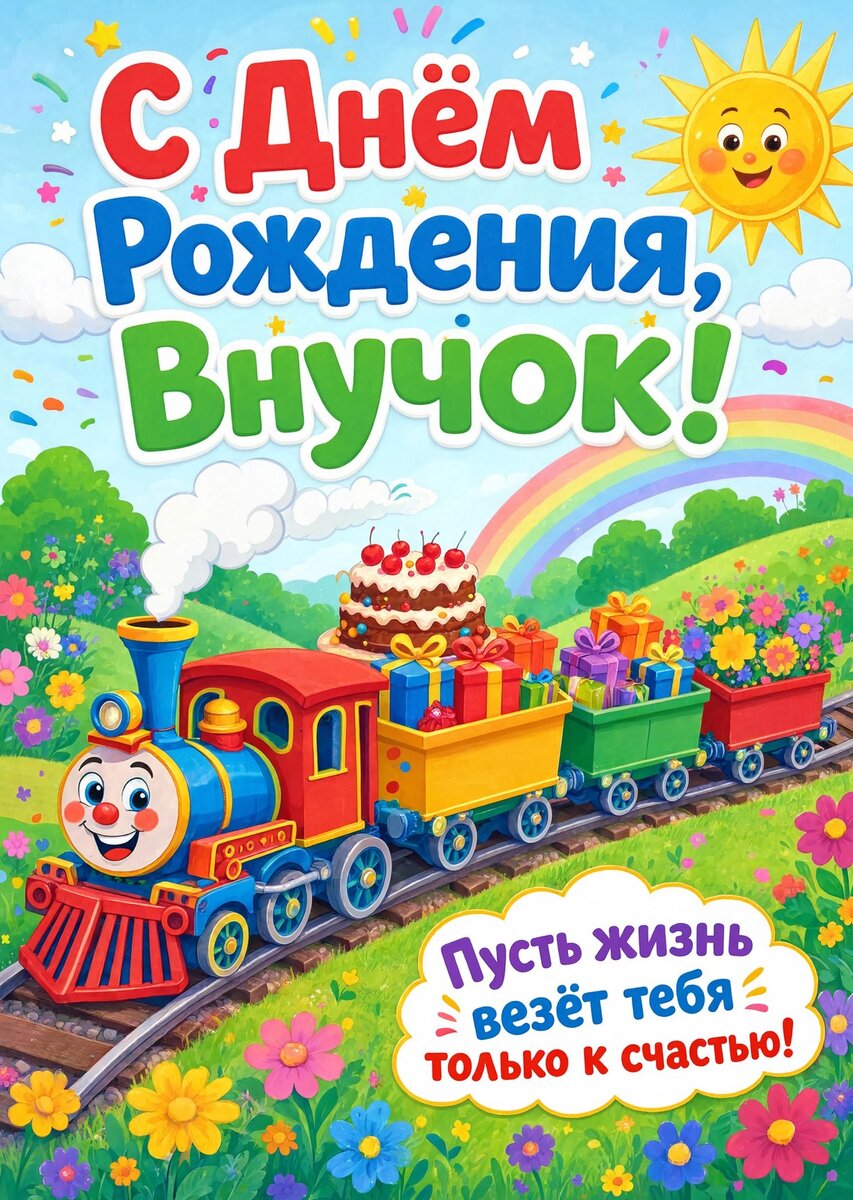Открытка С днем рождения внук #96