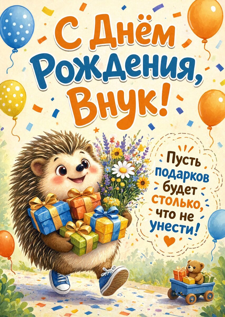 Открытка С днем рождения внук #97