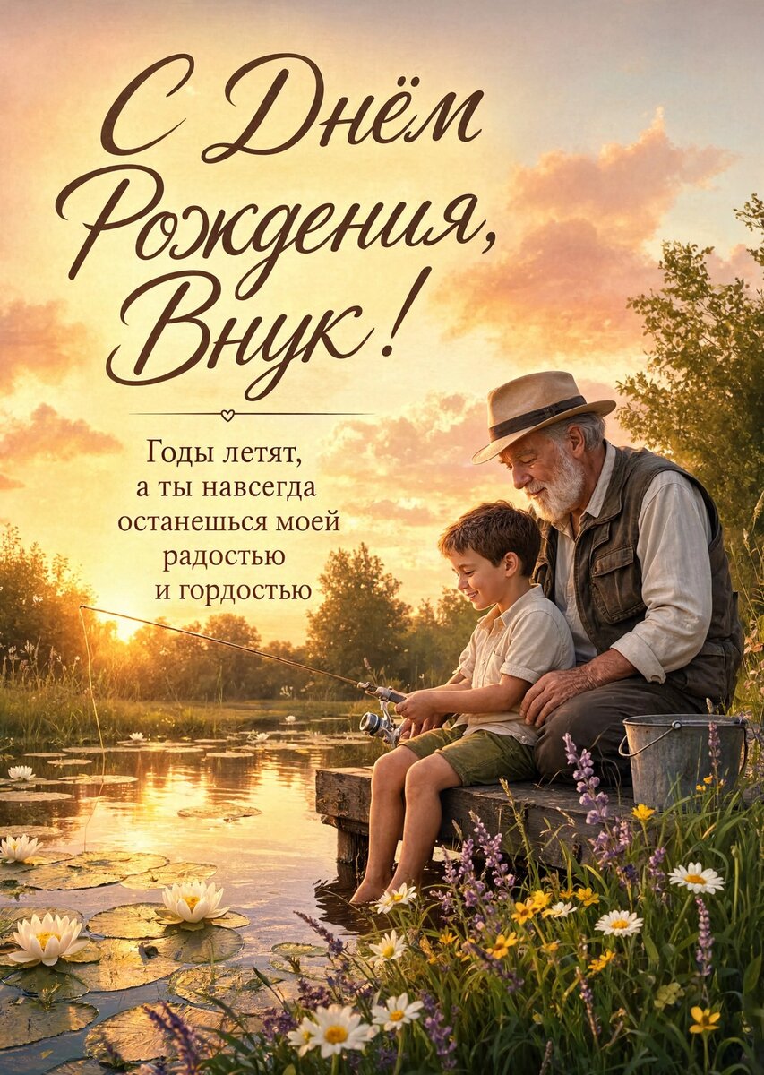Открытка С днем рождения внук #99