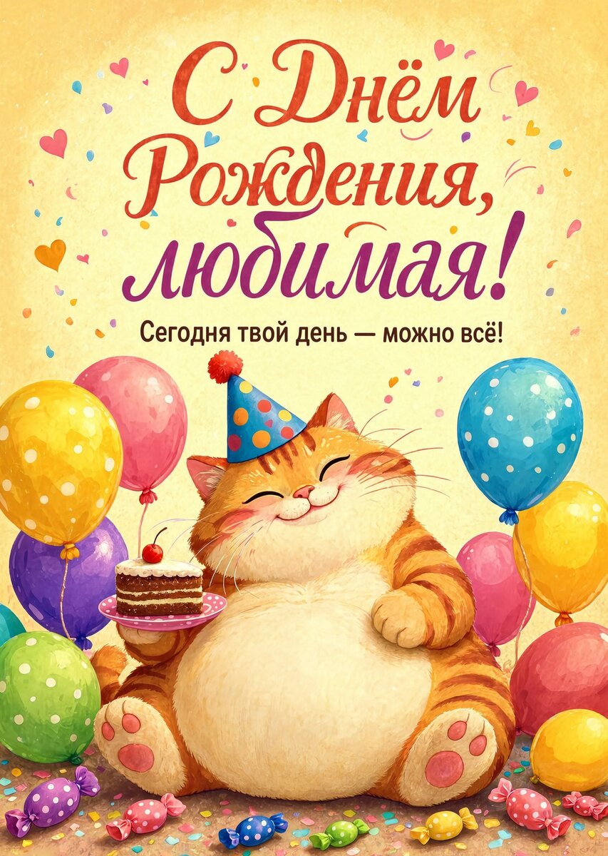 Открытка "С Днём рождения жене" #1