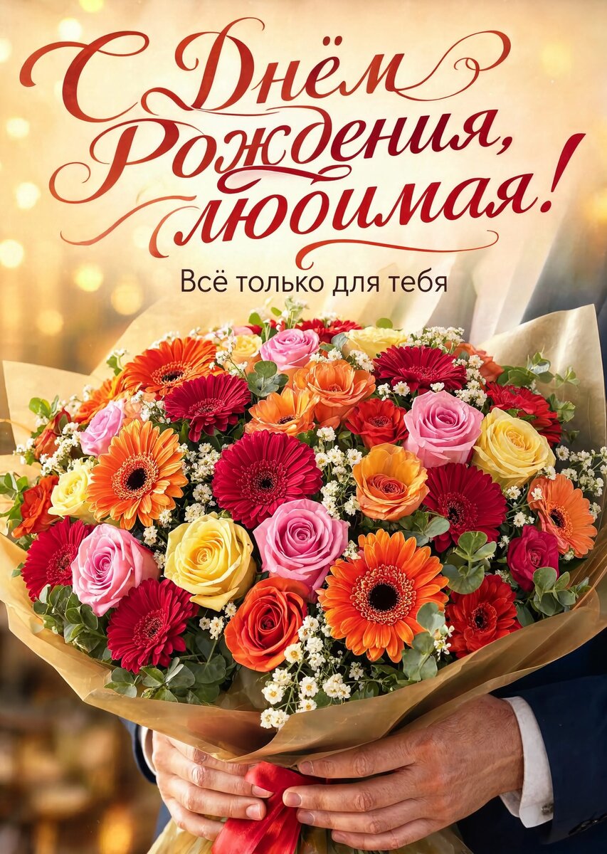 Открытка "С Днём рождения жене" #2
