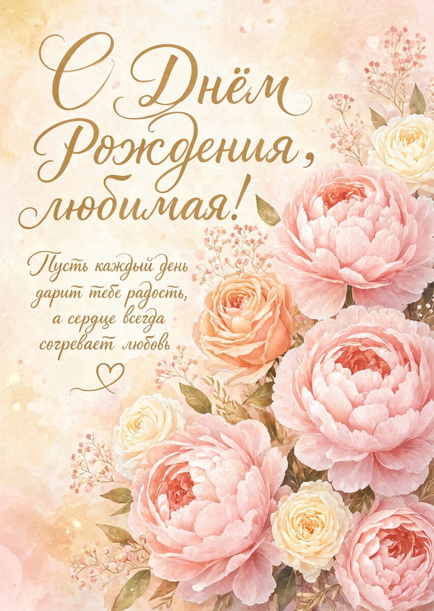 Открытка "С Днём рождения жене" #25
