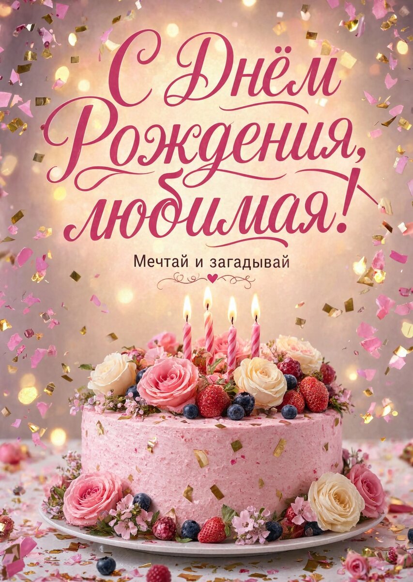 Открытка "С Днём рождения жене" #3
