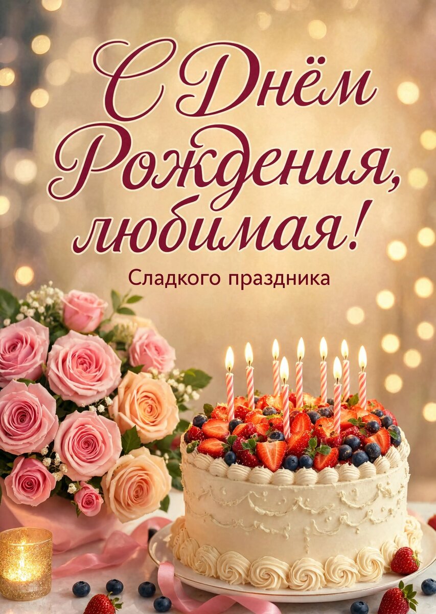 Открытка "С Днём рождения жене" #38