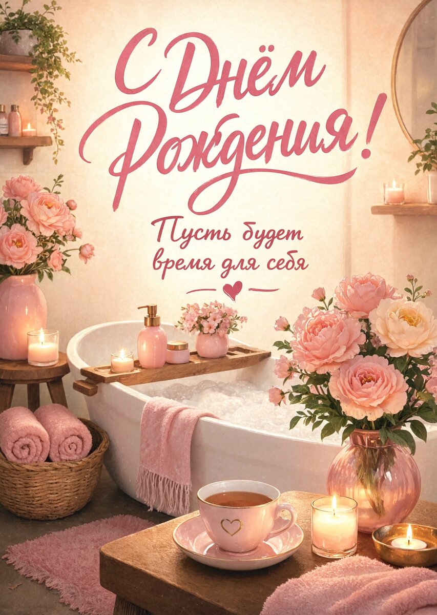 Открытка "С днем рождения женщине" #30