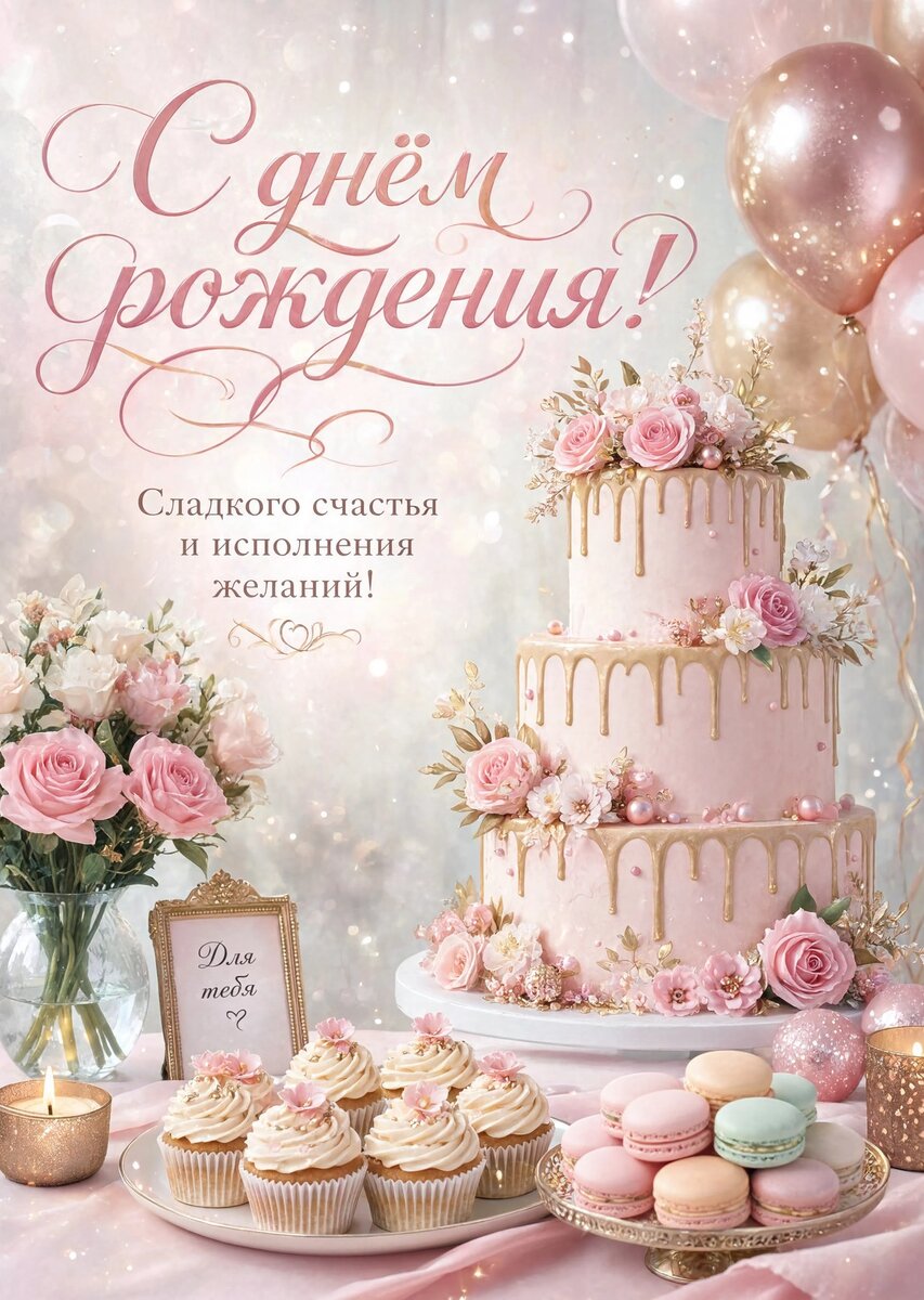 Открытка "С днем рождения женщине" #40