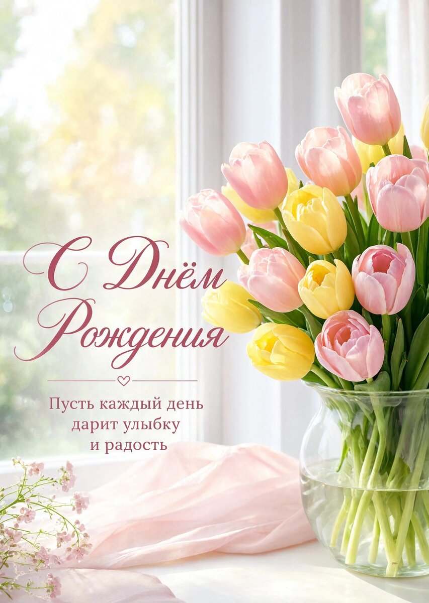 Открытка "С днем рождения женщине" #41