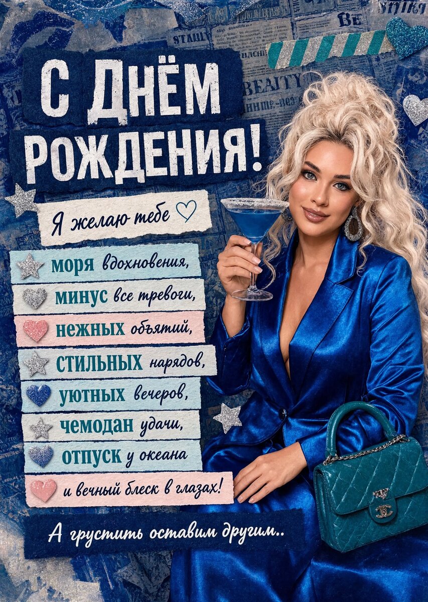 Открытка "С днем рождения женщине" #58