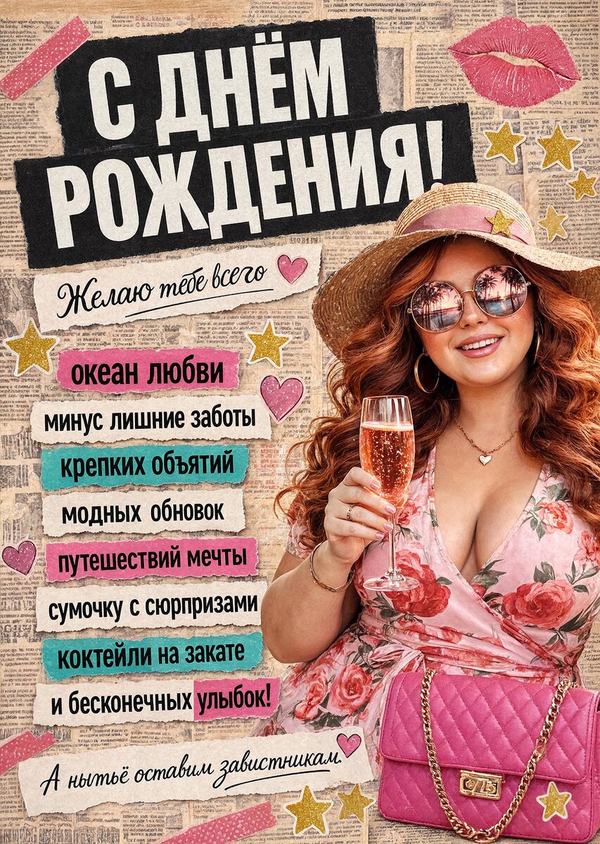Открытка "С днем рождения женщине" #91
