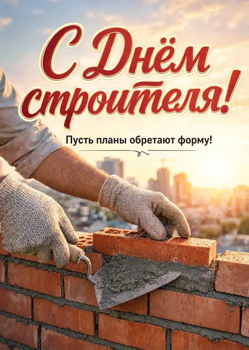 Открытка с днем строителя #15