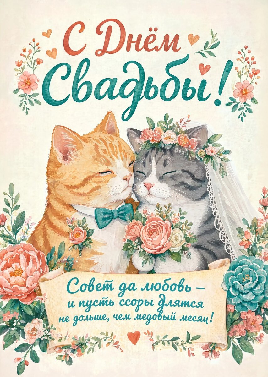Открытка "С днём свадьбы" #1