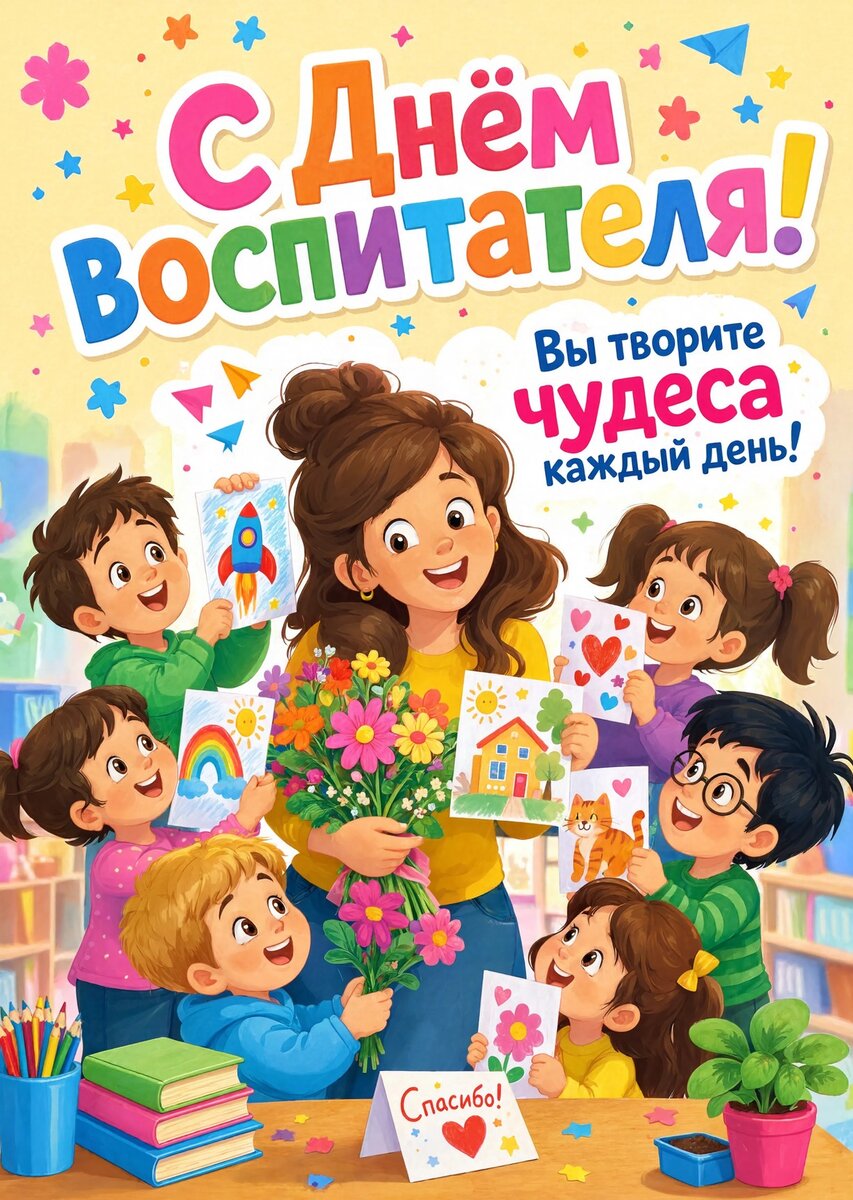 Открытка С Днем Воспитателя #41