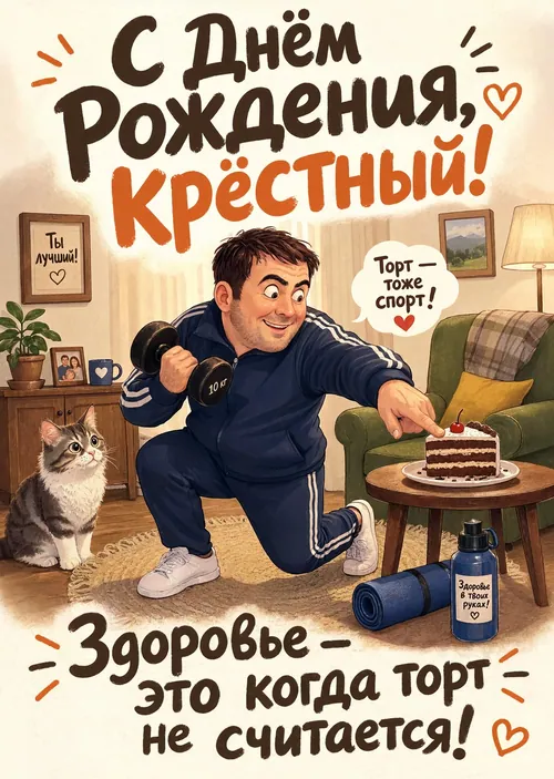 Открытка С Днём Рождения Крестный #4