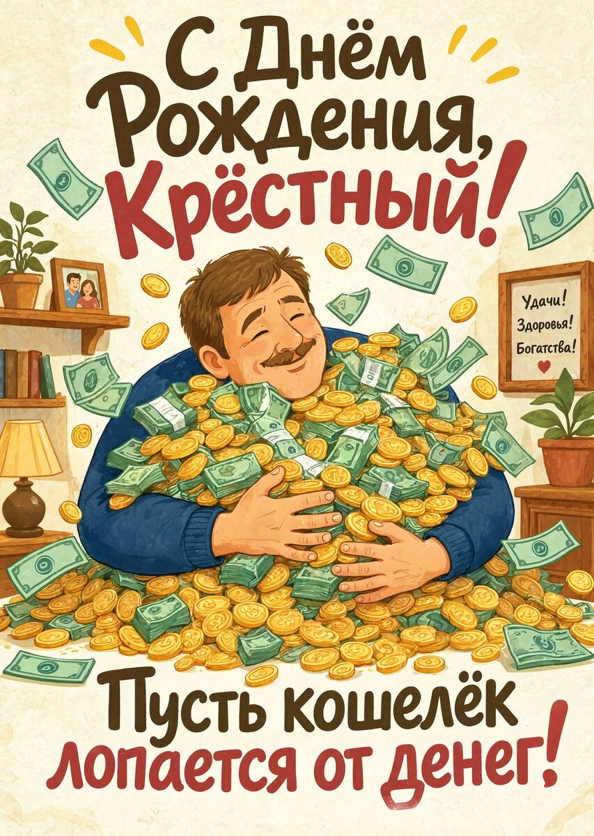 Открытка С Днём Рождения Крестный #6