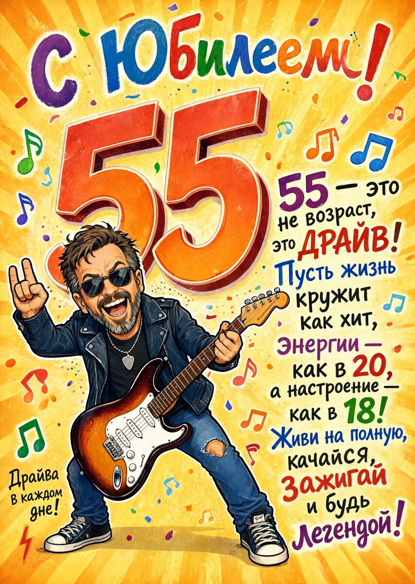 Открытка "С юбилеем 55 лет" #27