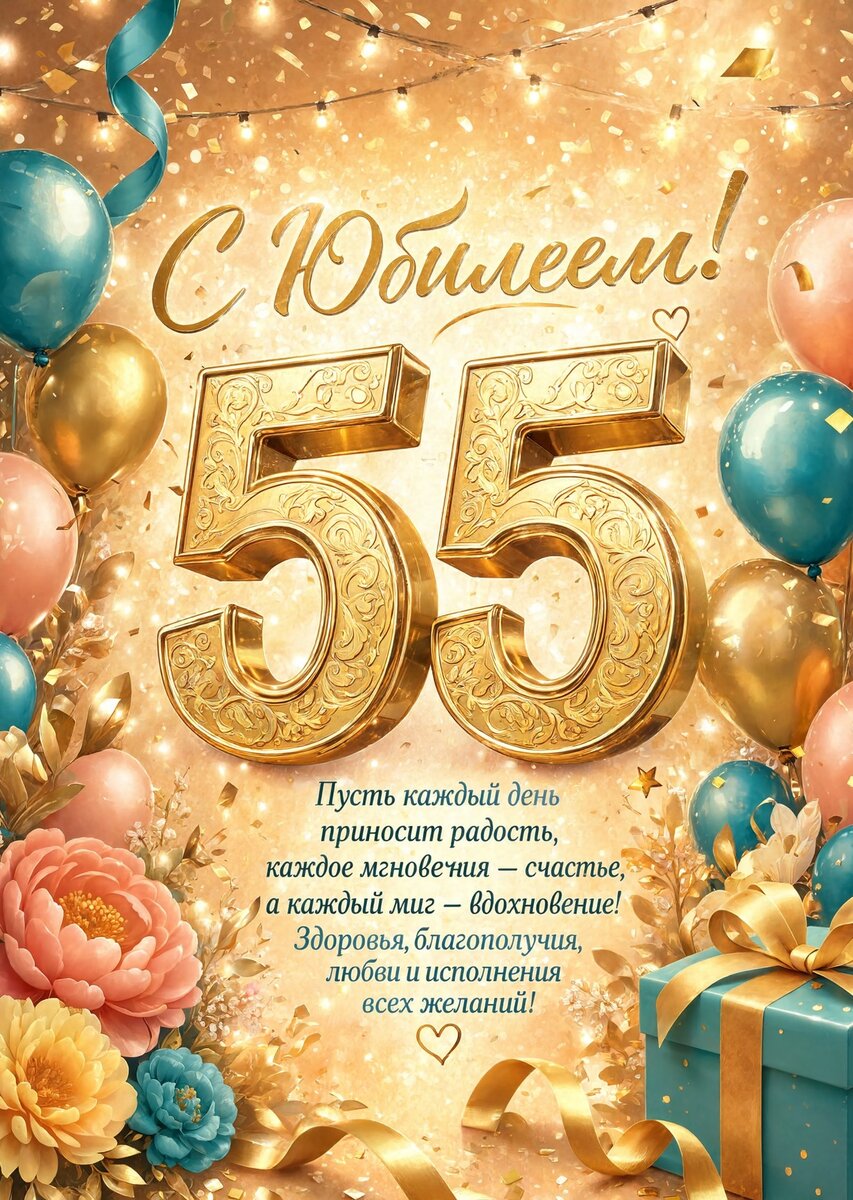 Открытка "С юбилеем 55 лет" #82