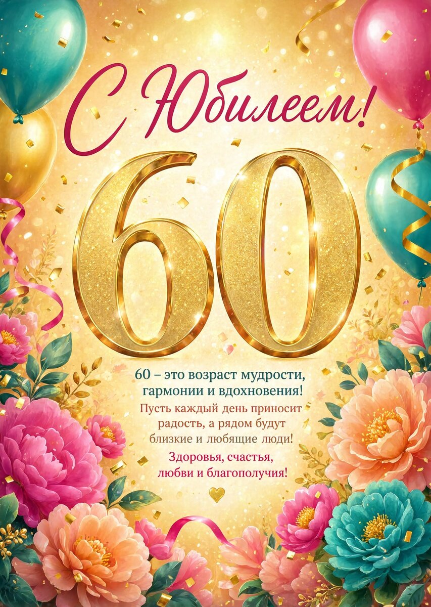 Открытка "С юбилеем 60 лет" #10