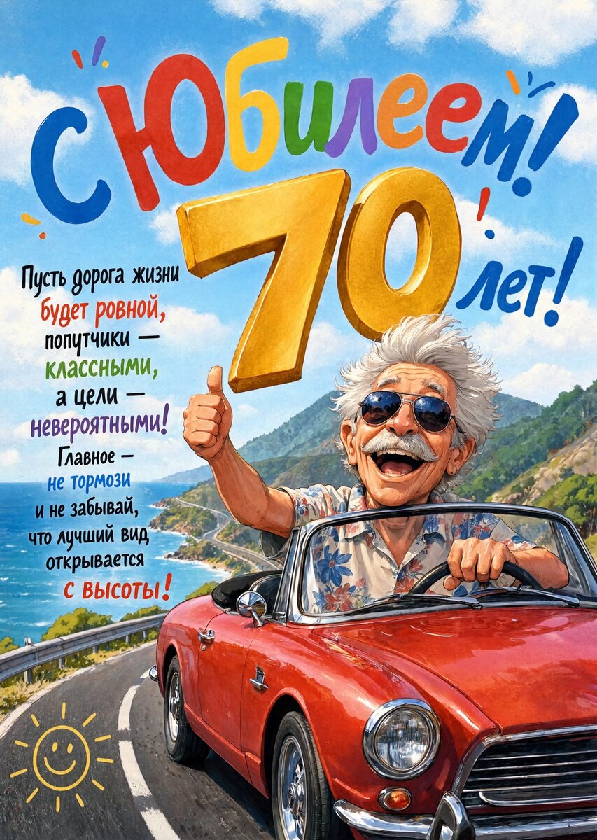 Открытка "С юбилеем 70 лет" #25