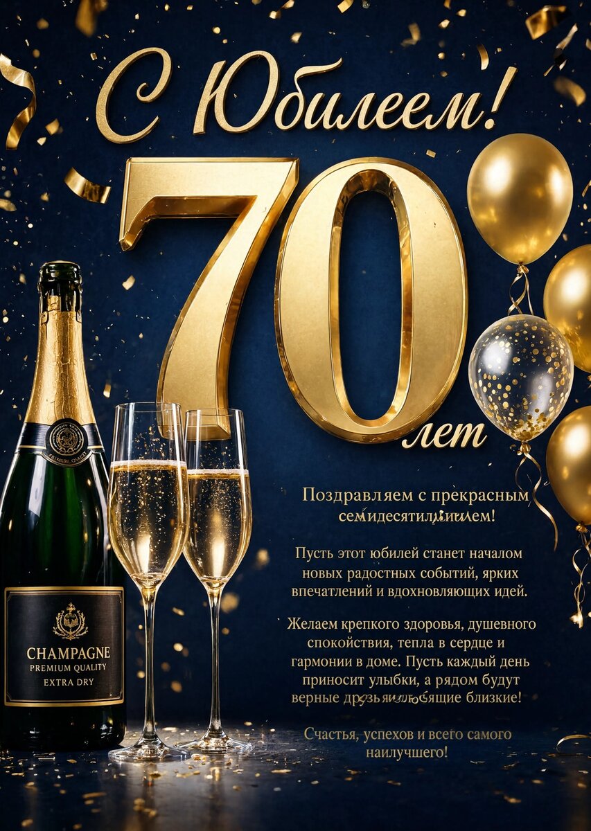 Открытка "С юбилеем 70 лет" #41