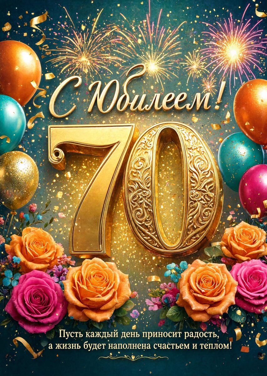 Открытка "С юбилеем 70 лет" #64