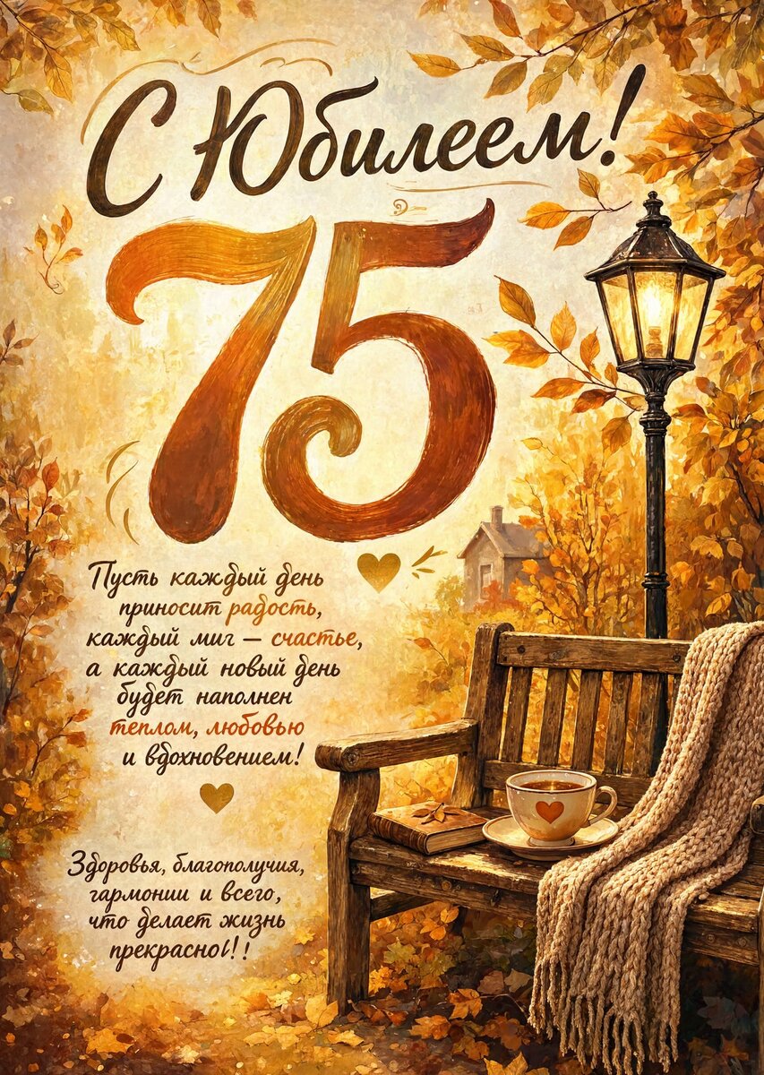 Открытка "С юбилеем 75 лет" #34