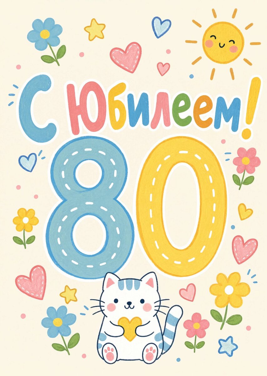 Открытка "С юбилеем 80 лет" #37