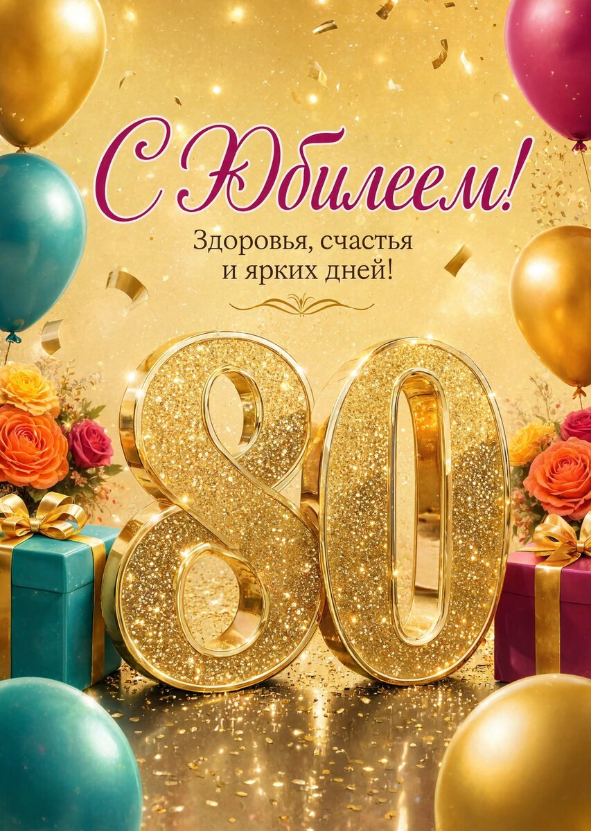 Открытка "С юбилеем 80 лет" #9